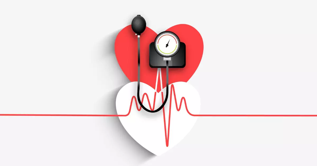 Banner com desenho de um coração vermelho, coração branco e um estetoscópio.
