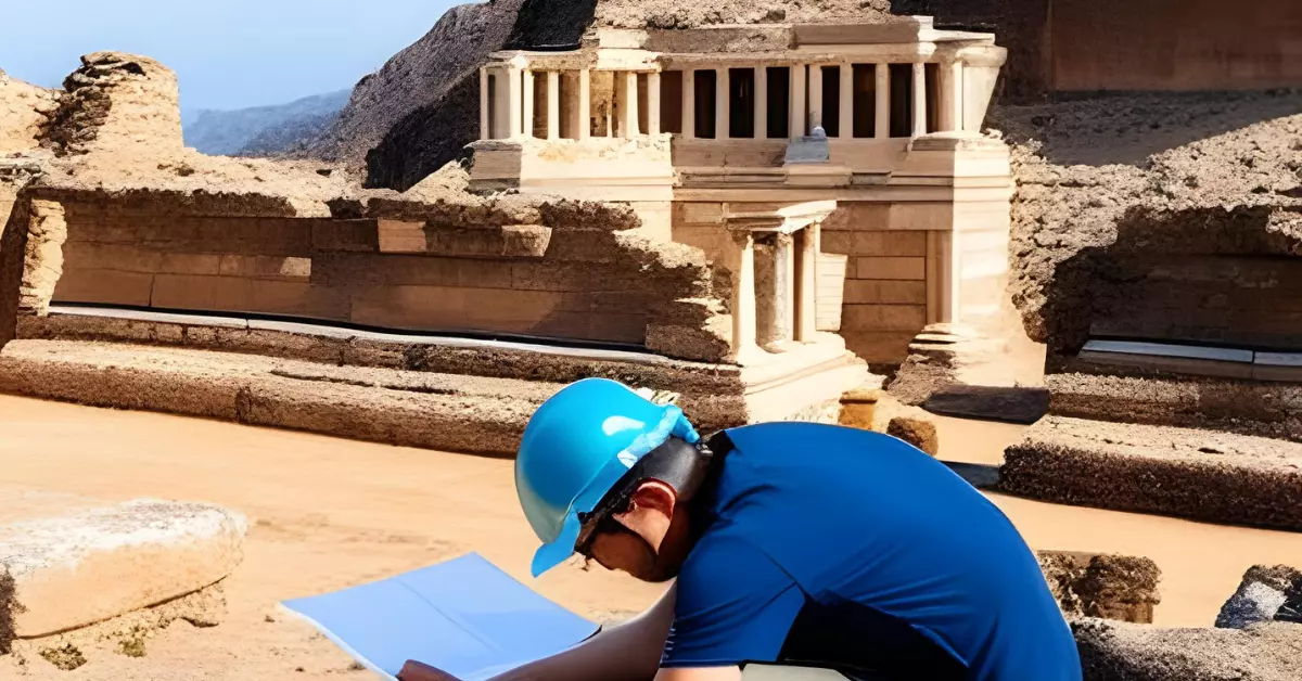 arqueólogo fazendo um estudo em um sítio arqueológico